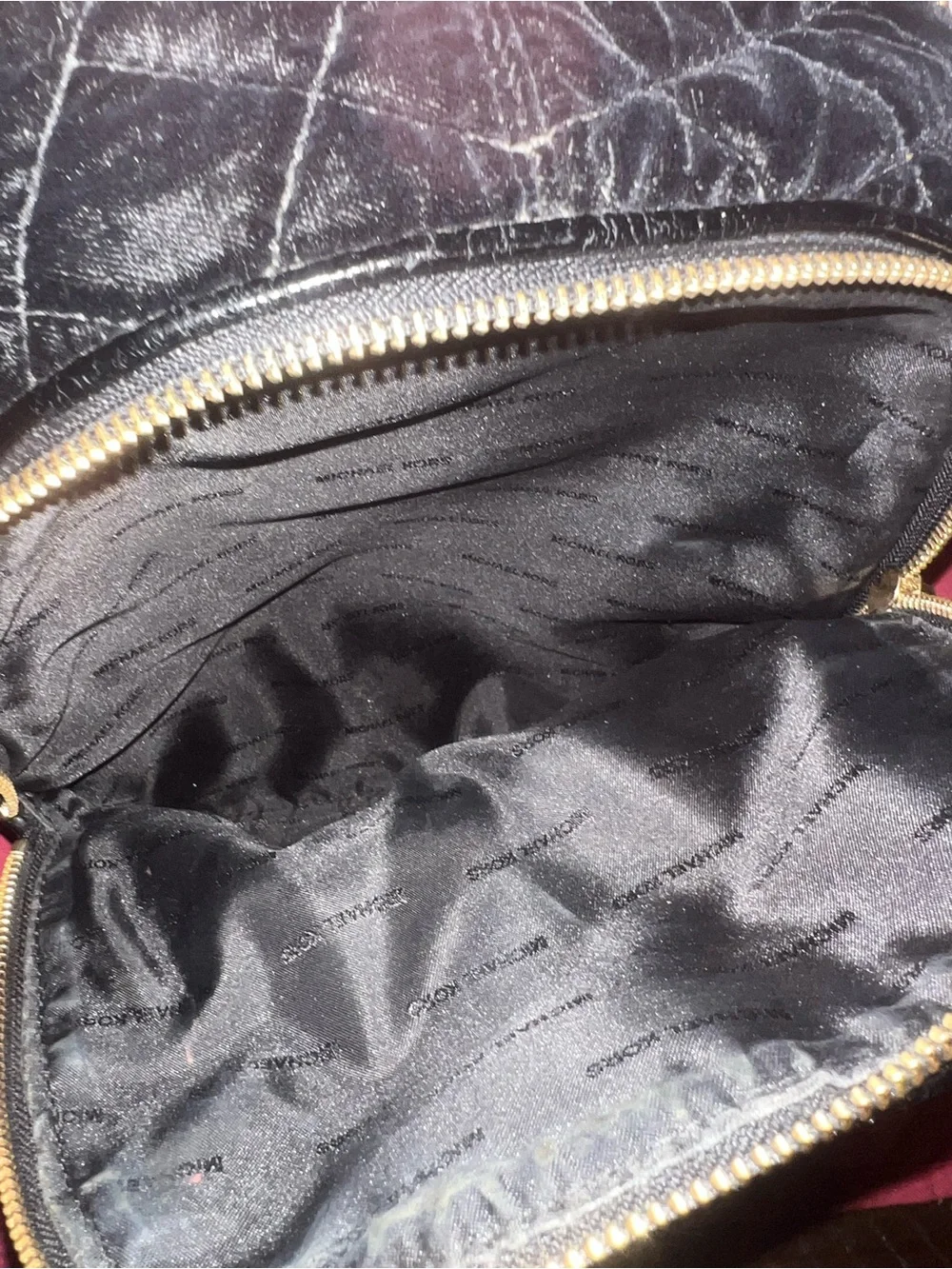 Michael Kors Black Quilted Velvet Mini Backpack with Gold Hardware